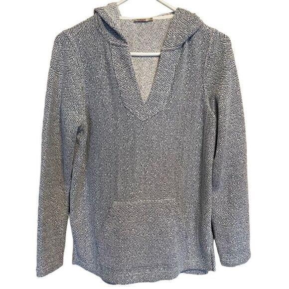 FAHERTY-Whitewater Baja Blue Hoodie V-Neck Pullover Oversized Beachy, Size Small - Picture 2 of 16